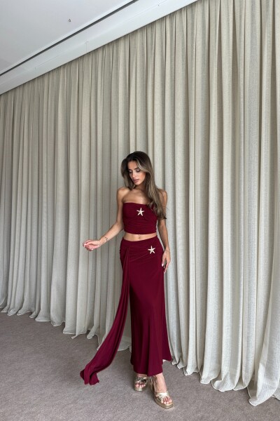 Aksesuar Detaylı İkili Takım - Bordo - MAT Collection