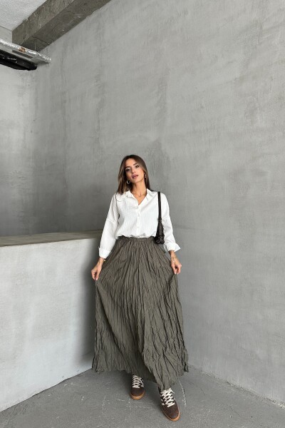 Beli Lastikli Kraş Etek - Haki - MAT Collection