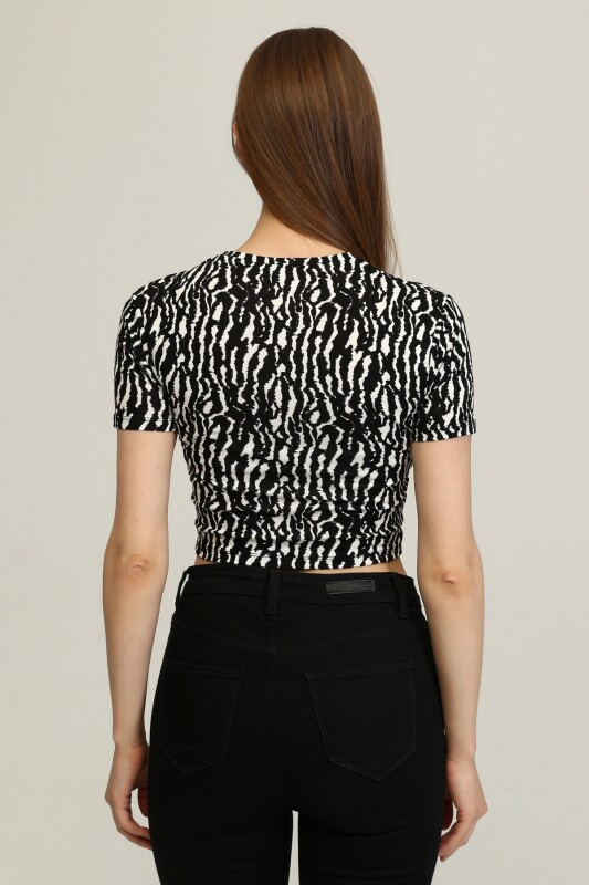 Bisiklet Yaka Basic Crop T-shirt - Çok Renkli - 5
