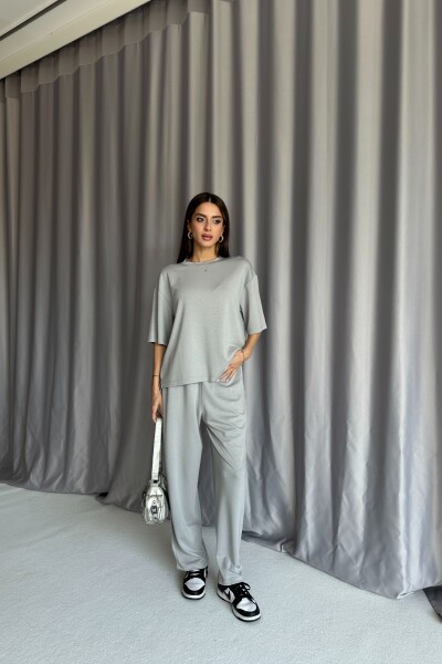 Bisiklet Yaka Oversize Modal Eşofman Takımı - Gri - MAT Collection