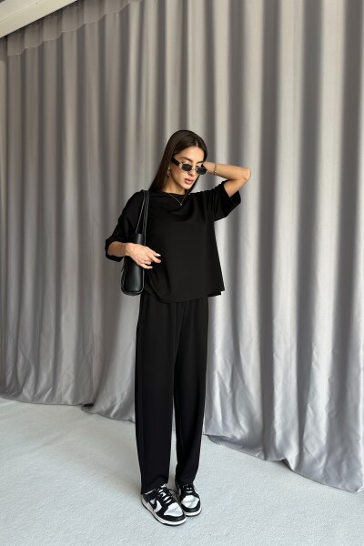 Bisiklet Yaka Oversize Modal Eşofman Takımı - Siyah - MAT Collection