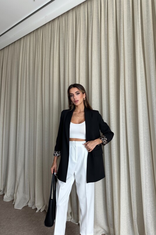 Blazer Astarlı Uzun Ceket - Siyah - 4