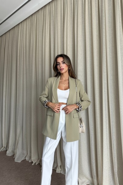 Blazer Astarlı Uzun Ceket - Yağ Yeşil - MAT Collection