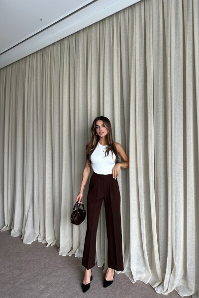 Cepli Palazzo Pantolon - Kahve - MAT Collection