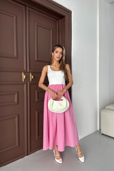 Kolsuz Kloş Etekli Elbise - Pembe - MAT Collection