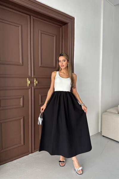 Kolsuz Kloş Etekli Elbise - Siyah - MAT Collection