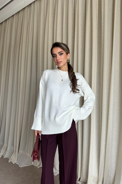 Triko Basic Uzun Kazak - Beyaz - 2