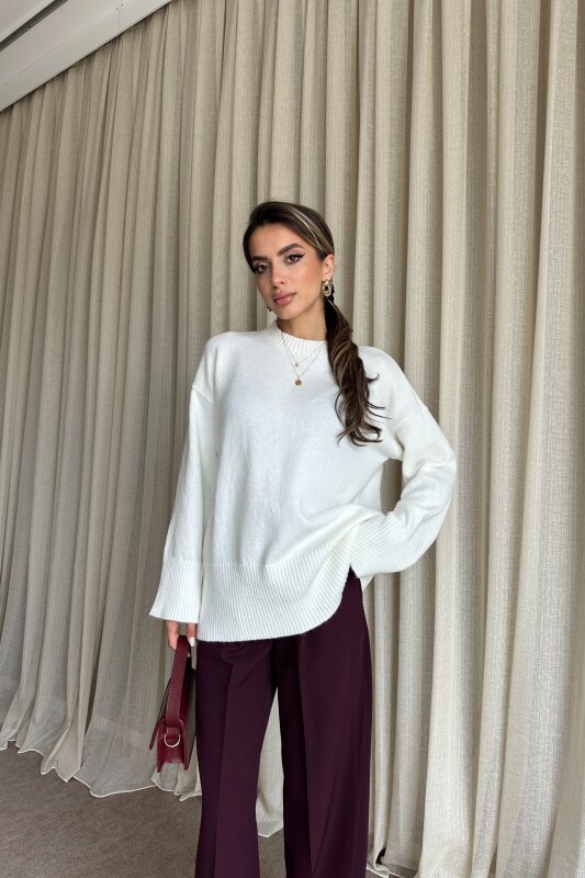 Triko Basic Uzun Kazak - Beyaz - 2