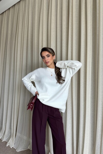 Triko Basic Uzun Kazak - Beyaz - 3