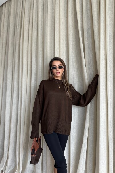 Triko Basic Uzun Kazak - Kahve - MAT Collection