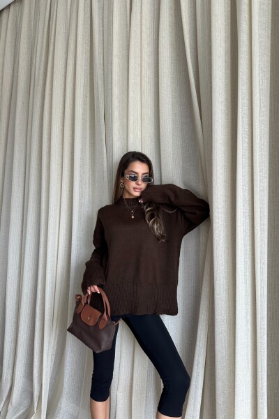 Triko Basic Uzun Kazak - Kahve - 3