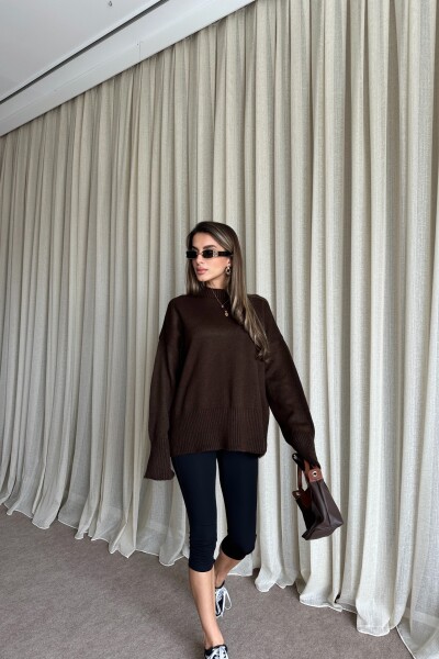 Triko Basic Uzun Kazak - Kahve - 4