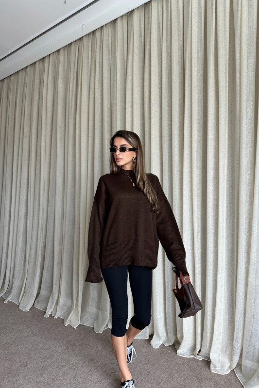 Triko Basic Uzun Kazak - Kahve - 4