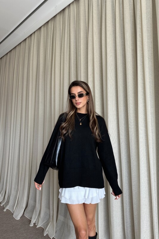 Triko Basic Uzun Kazak - Siyah - 1