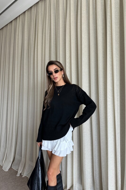 Triko Basic Uzun Kazak - Siyah - 2