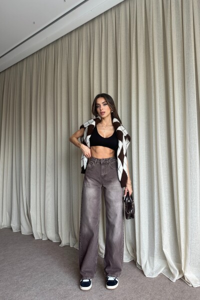 Yüksek Bel Salaş Jean - Kahve 