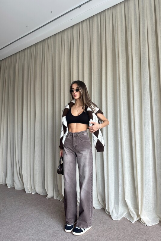 Yüksek Bel Salaş Jean - Kahve - 2