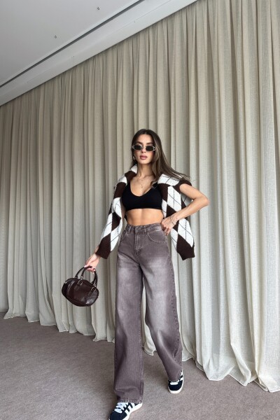 Yüksek Bel Salaş Jean - Kahve - 3