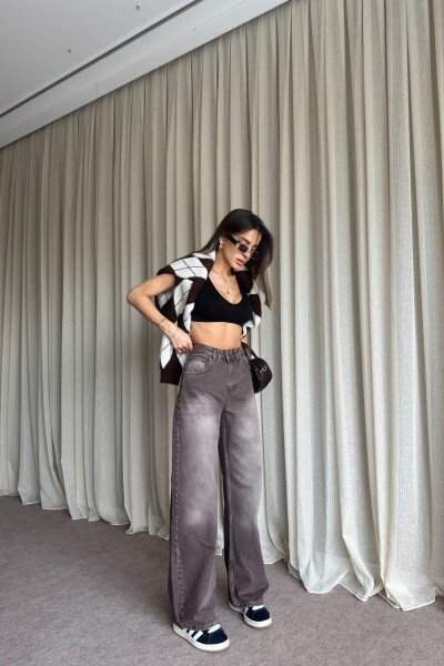 Yüksek Bel Salaş Jean - Kahve - 4