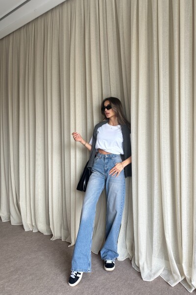 Yüksek Bel Salaş Jean - Mavi - 2