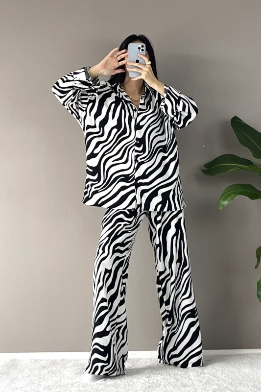 Zebra Desenli Salaş Gömlek Pantolon İkili Takım - Çok Renkli - 2