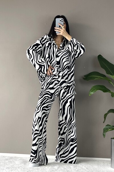 Zebra Desenli Salaş Gömlek Pantolon İkili Takım - Çok Renkli - 3
